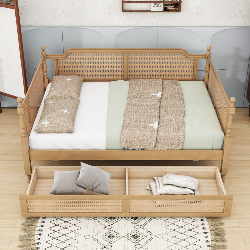 Wood Daybed with 2 Storage Drawers, Full/Double, Antique Walnut