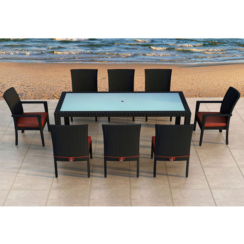 Urbana Outdoor - Piece Dining Set, Canvas Charcoal Sunbrella® Canvas, Coffee Bean, 8