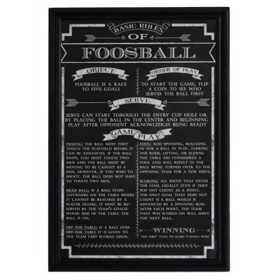 Art mural règles du jeu de soccer, l 12,2 po x H 18,3 po, noir