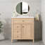 Meuble-lavabo de salle de bain avec lavabo, tiroir rabattable, 2 tiroirs à fermeture en douceur et 1 porte à fermeture en douceur-1312763796