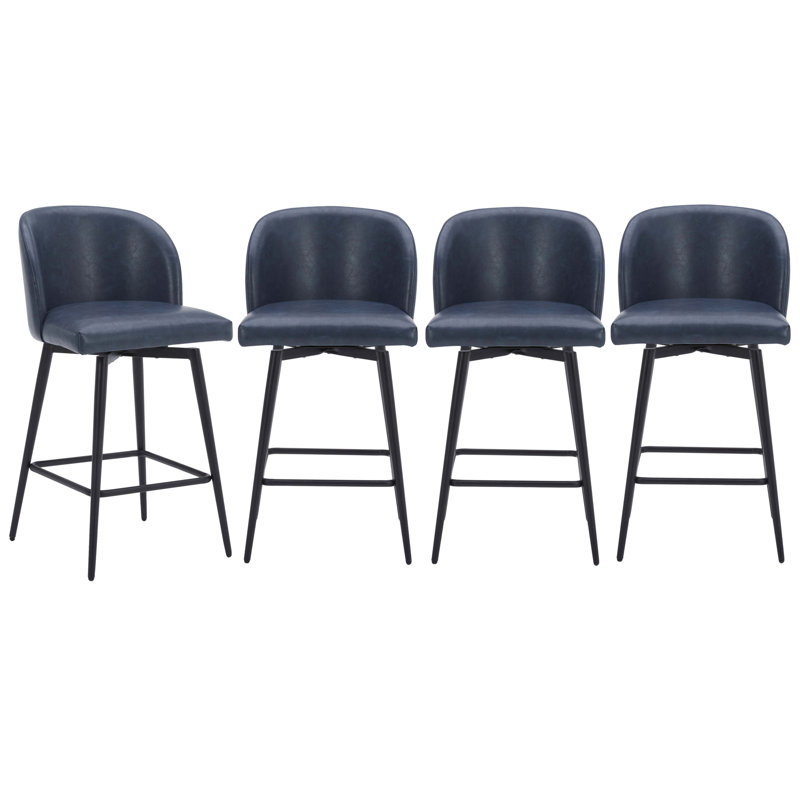 Tabouret de bar et de comptoir pivotant Brendaly (ensemble de 4) - Similicuir, Bleu