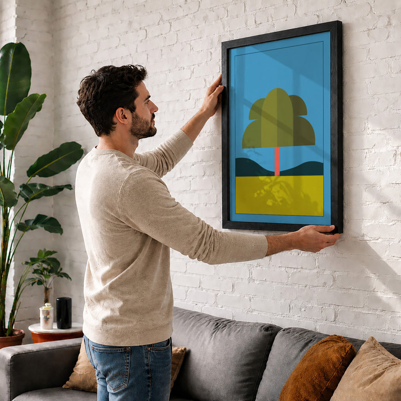 Tree Geometric - Print, A4 - 29.7 x 21.0 cm, White