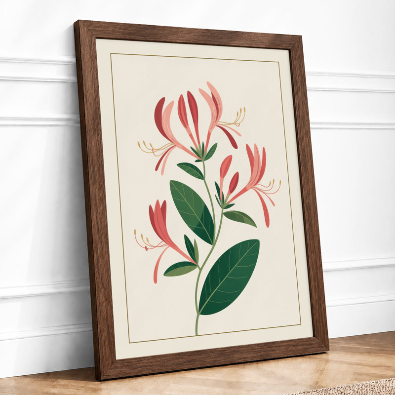 Striped Study Botanical - Framed Print, Walnut, A4 - 29.7 x 21.0 cm