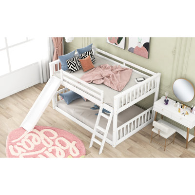 White Full Over Bunk Bed With Measures - Keep Protected Elegant And Functional Design