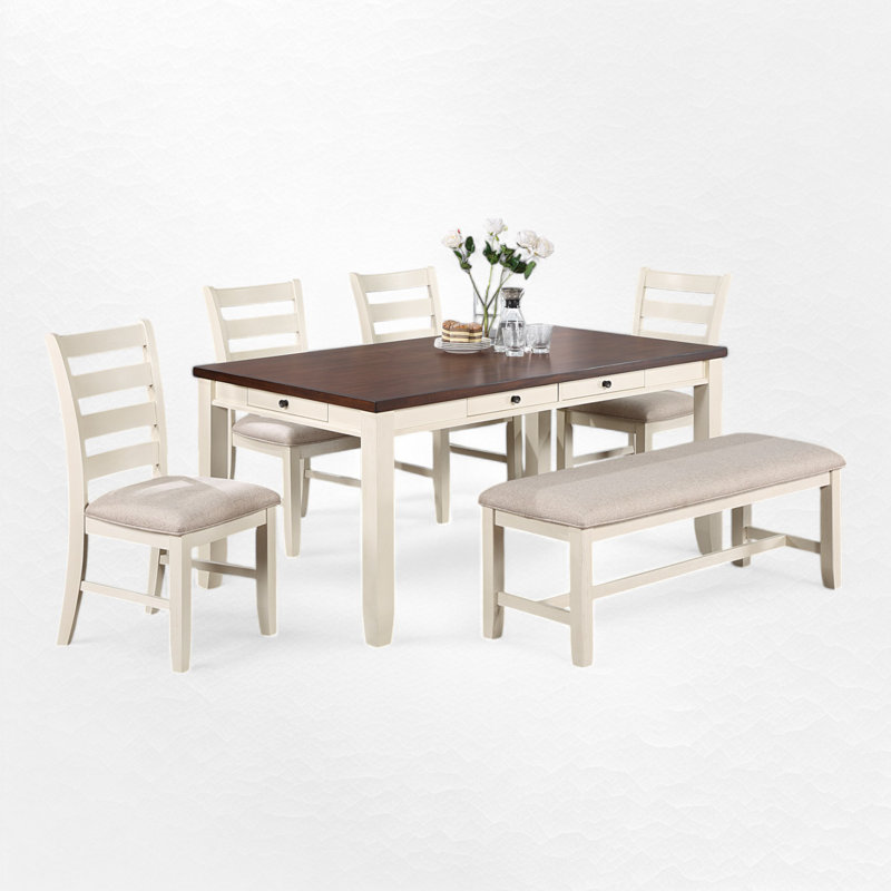 Ensemble de salle à manger rectangulaire L 59,03 po x l 35,42 po Bricia, Brun, Blanc