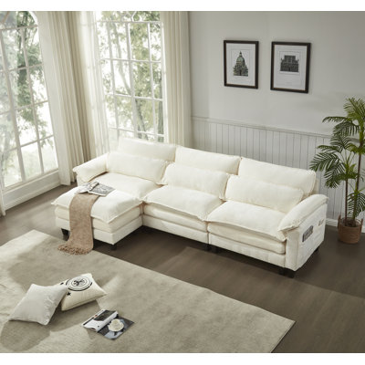 Canapé modulaire en L avec repose-pieds Luqi