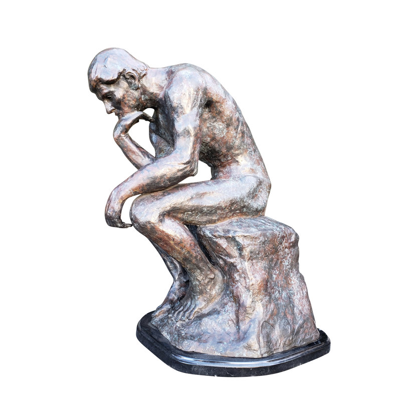 La réplique de la statue en bronze The Thinker - Taille: L 16 po x l 12 po x H 24 po.