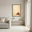 Art mural en toile terre cuite reposant sur toile taupe drapée-133480047