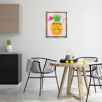 Pina To My Colada Framed Floater Canvas Wall Art by Lisa Barlow