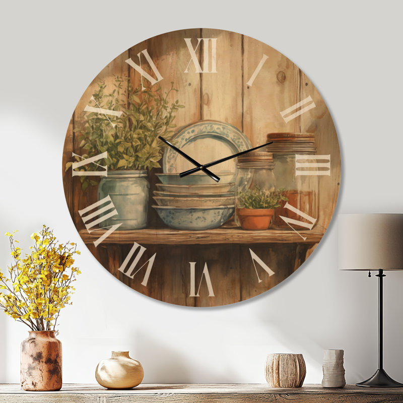 Grande horloge murale nature bois, Oversized