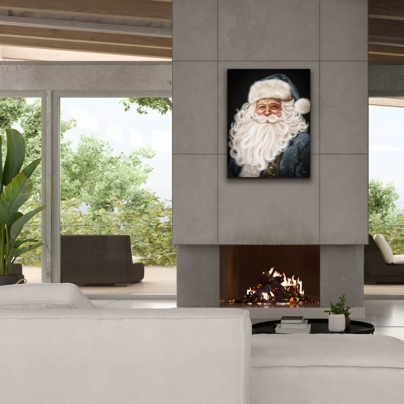 «Blue Santa» par Ashley Bradley, art mural sur toile The Holiday Aisle®, H 34 po x l 26 po x P 1,5 po