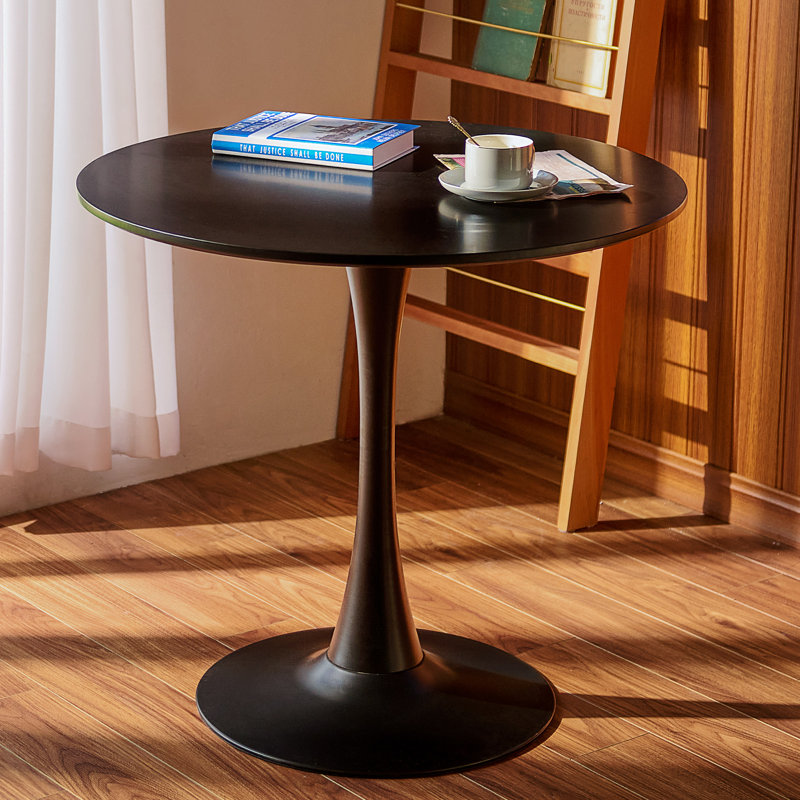Amelia-Lillie Round Pedestal Dining Table, Black, 28.74" H x 31.5" L x 31.5" W, Black