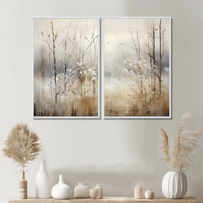 «Winter Meadow View Calmness II», art mural sur toile gris traditionnel