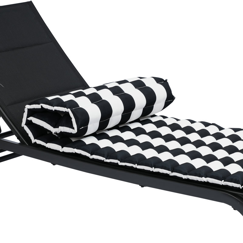 Ensemble de 2 coussins de chaise longue d'extérieur, Rayures blanc / noir