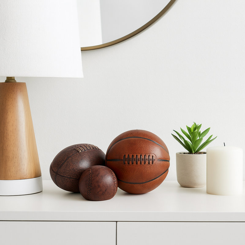 Ensemble d'objets décoratifs en résine de polyrésine pour les bureaux à domicile - 3 à 5 po, 4 po, 3 po brun et orange