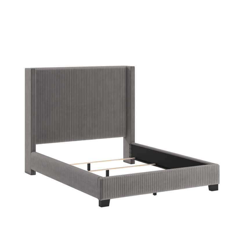 Lit à oreilles tapissier Vita, Grand, Gris