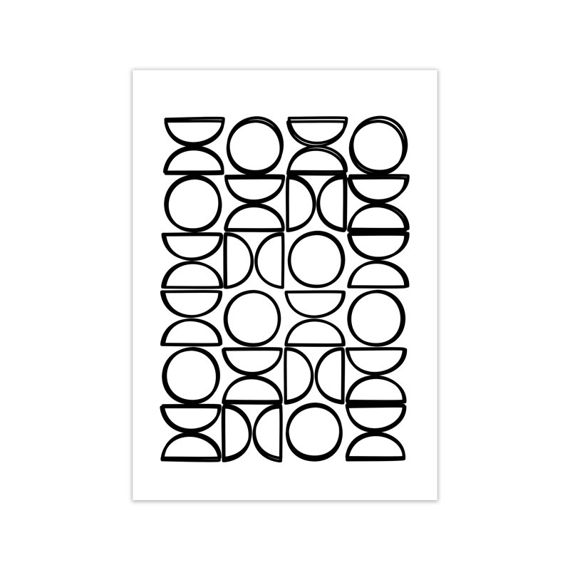 Black And White Mid Century Geometric A - Print, 42cm H x 29.7cm W x 4cm D, No Frame