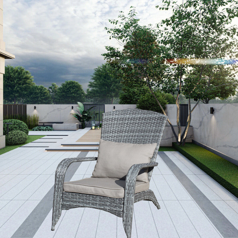 Chaise de patio avec coussins (coussin gris), Gris, Gris