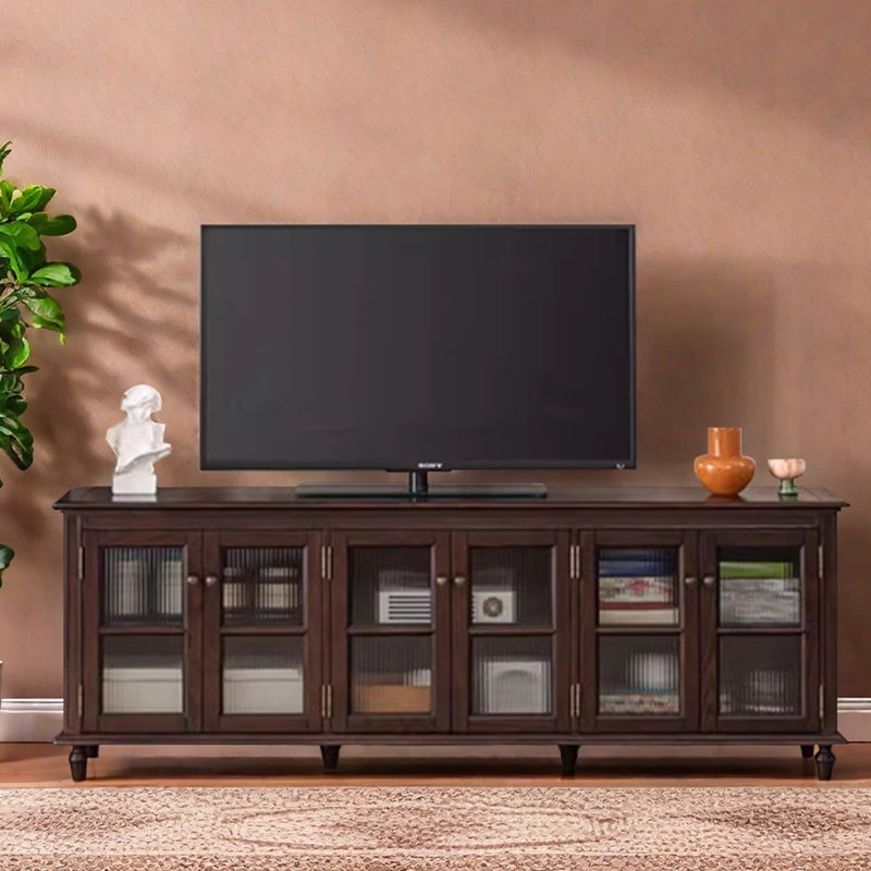 Meuble télé en bois de style médiéval, H 28,74 po x L 86,61 po x l 15,74 po, Brun