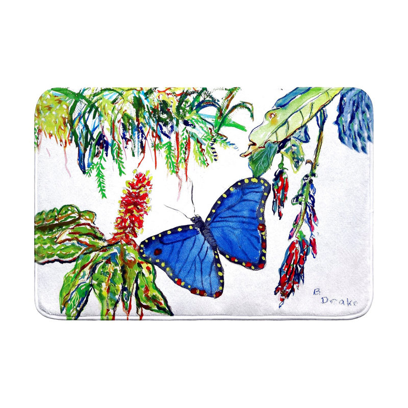 Tapis de bain Morpho and Flowers, Simple - L 24 po x l 36 po