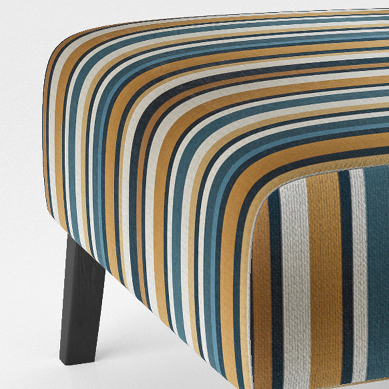 Elegant Gold And White  Striped Pattern - Upholstered Modern Slipper Chair, Striped Pattern Accent Chair