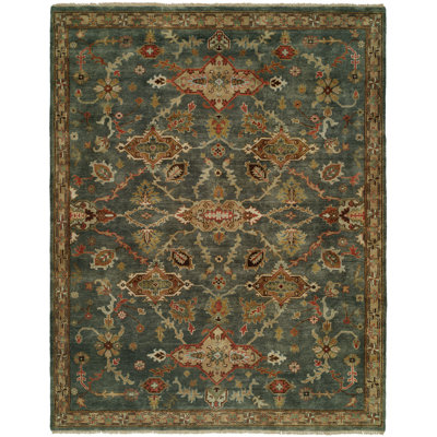 Edna Wool Oriental Area Rug in Blue