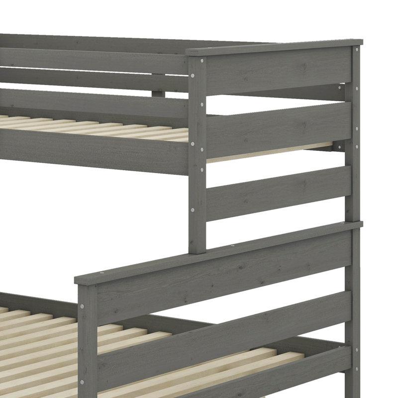 Twin XL Over Queen Bunk Bed With Ladder, Gray