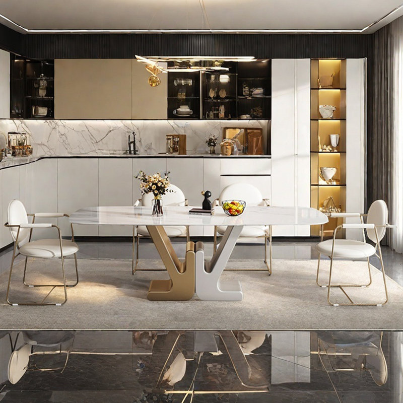 Modern luxury rectangular dining table set, 29.9"H x 55.1"L x 31.5"W
