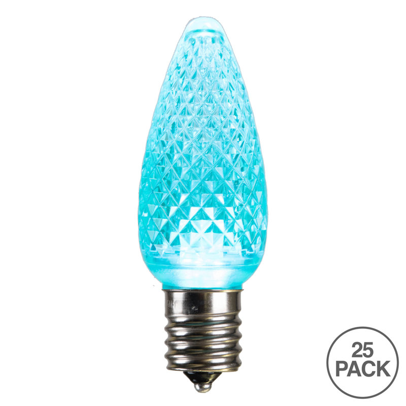 Vickerman C9 LED Teal Faceted Replacement Bulb, Package Of 25