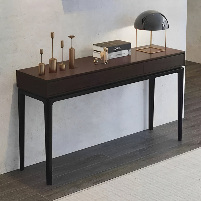 Console moderne moderne avec tiroirs, Bois brun foncé, H 31,5 po x l 55,12 po x P 15,75 po
