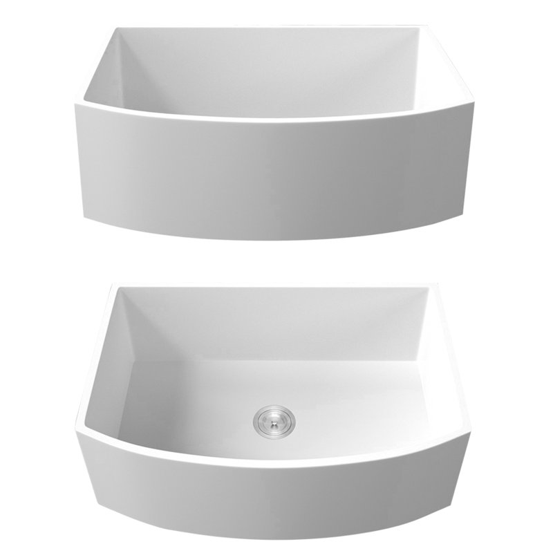 Farmhouse Kitchen Sink with Sink Grid and Drain Assembly, 10" H x 30" W x 19" D