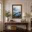 «Glowing Blue Cracked Ice Near Misty Glaciers», art mural sur toile-337251945