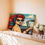 Retro Vintage Pop Art Woman Driving Car Red Hair Sunglasses Canvas Wall Art Print For Living Room, Bedroom, Office, Hallway, Entryway, Gallery Wall And Modern Home Decor-129634328