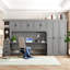 Lit escamotable simple simple avec bureau, garde-robe et armoire - Mobilier de chambre multifonctionnel peu encombrant, gris-1085755040