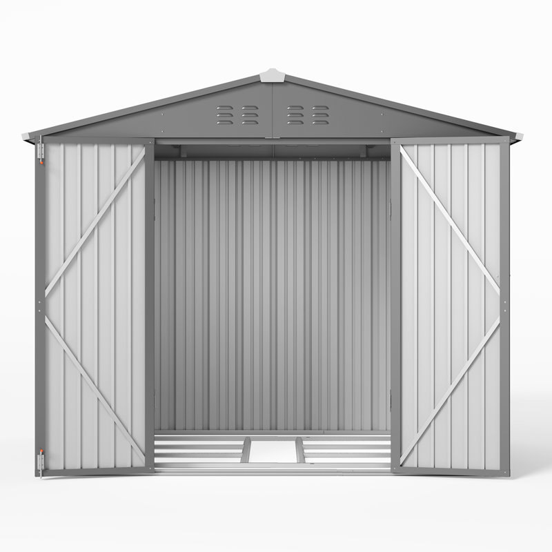 8 ft. Wx 6 ft. D Outdoor Metal Storage Shed, Dark Gray