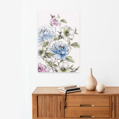 «Pastel Blooms On White Canvas II», art mural contemporain abstrait
