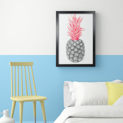 Black And Pink Pineapple Abstract - Print