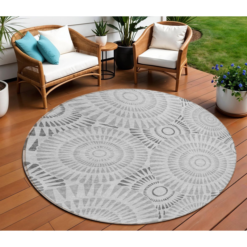 Tapis rond 8 po gris et gris