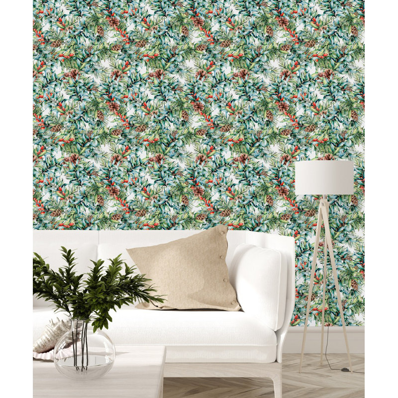 Panneau de papier peint Cones and Berries L 10,4 pi x l 25 po, L 25 po x L 125 po
