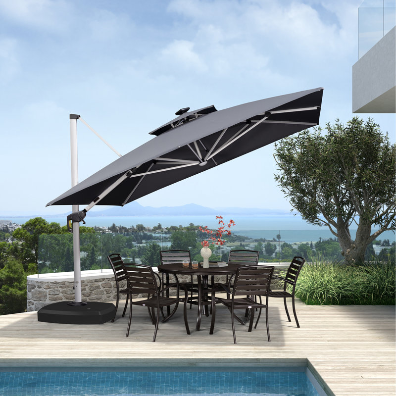 Roselius 3.4m Square Cantilever Parasol, Grey