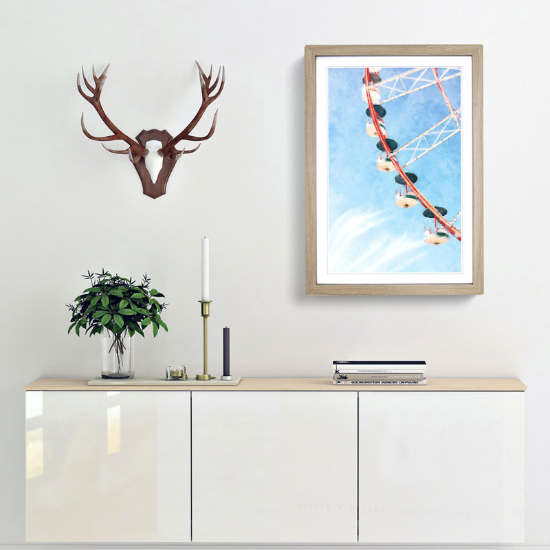 Ferris Wheel - Picture Frame Painting Print, Oak Framed, 63cm H x 45cm W x 2cm D