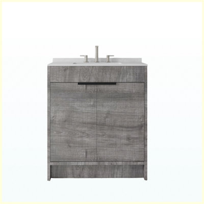 Meuble-lavabo autoportant avec lavabo 30 po, lavabo en comptoir et dosseret en marbre blanc de 0,6 po Carrara