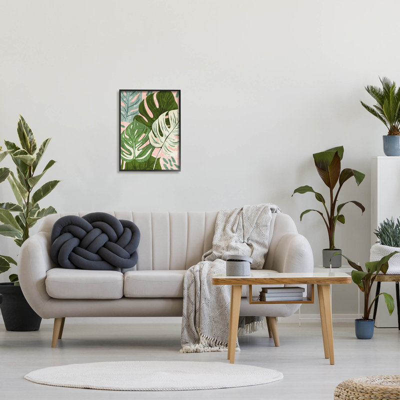 «Layered Monstera Plant Leaves», estampe numérique par Ziwei Li, Giclée encadrée noir minuit, H 20 po x l 16 po x P 1,5 po