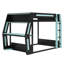 Lit mezzanine double avec bureau et lumière DEL, lit superposé de jeu avec tablettes de rangement-2142400414