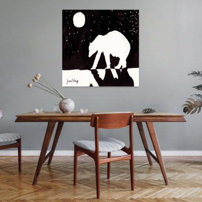 Polar Bear At Night On Arctic Ocean Abstract Contemporary Landscape Nature Wall Art Print