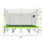 Trampoline rectangulaire 10 pi x 17 pi avec tissu vert, tubes en acier galvanisé thermolaqué noir avec système de panier de basketball