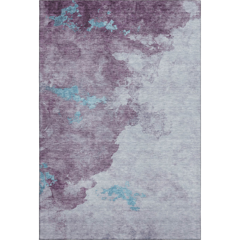 Premium Machine Washable Mayfield AMF2108 Abstract Rug, Lavender, 9' x 12'