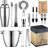 Bar Set 15 Piece Bartender Kit - Cocktail Shaker Set Bar Tool Set For Home And Professional Bartending - Martini Shaker And Drink Mixing Bar Tools - Cocktail Kit W/Exclusive Recipes Bonus