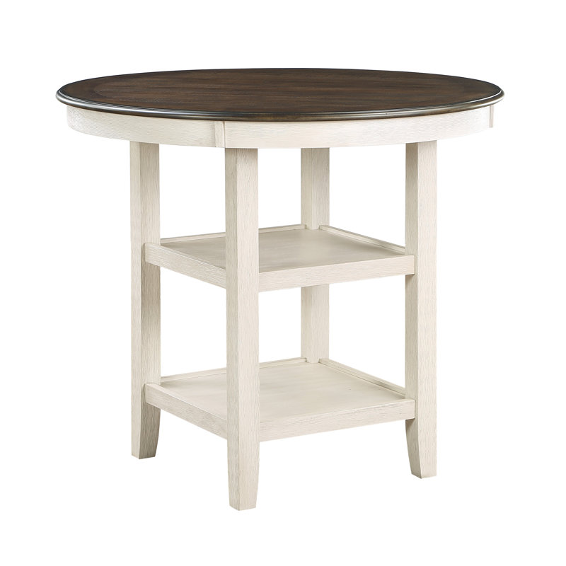 1Pc Counter Height Table With 2X Display Shelves Transitional Style Furniture