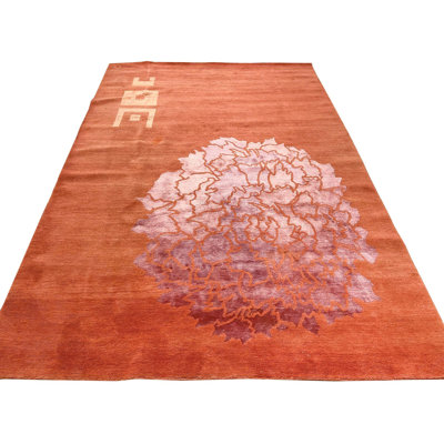 Tapis contemporain rouille et mauve 6 x 9